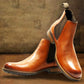 Tan Genuine Leather Men's Chelsea Boots For Casual & Party Wear
