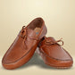 Tan Leather Lightweight Driving Shoes With Bows