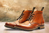 Tan Genuine Leather Men's brogue lace-up boots for Casual Wear