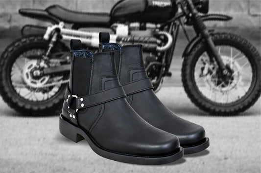 Black Genuine Leather Riding Boots For Men