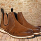 Tan Leather Round Toe Mid Top Chelsea Boots
