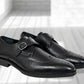 Black Leather Brogues Single Strap Formal Monk Shoes