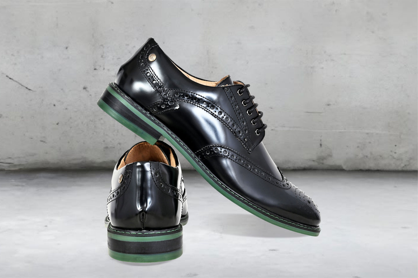 Black Brush-Off Leather Brogues Formal Derby Shoes
