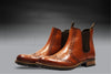 Tan Genuine Leather Men's brogue Chelsea Boots For Casual &
