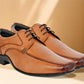 Tan Leather Formal Lace-UP Shoes For Men