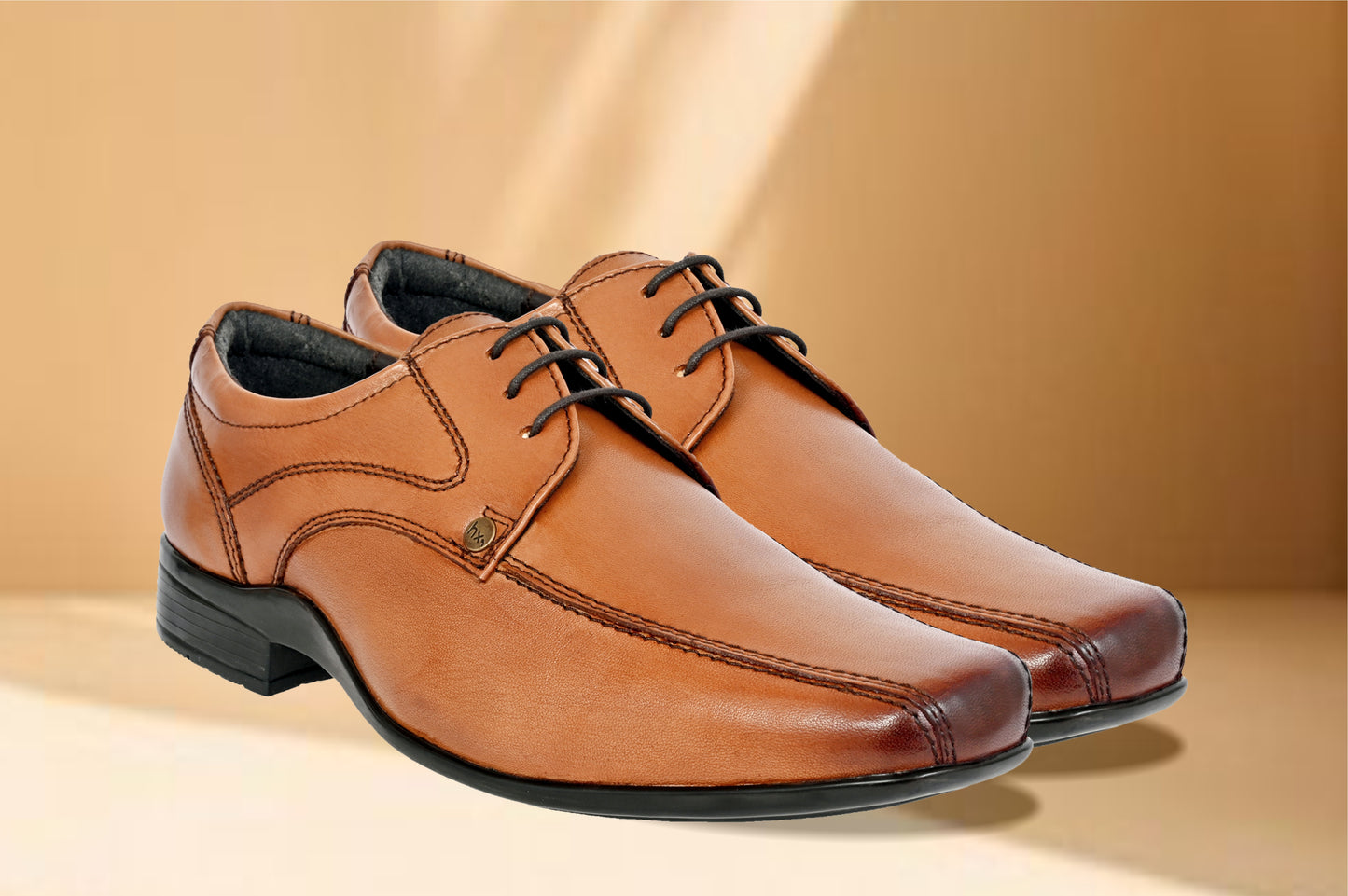 Tan Leather Formal Lace-UP Shoes For Men