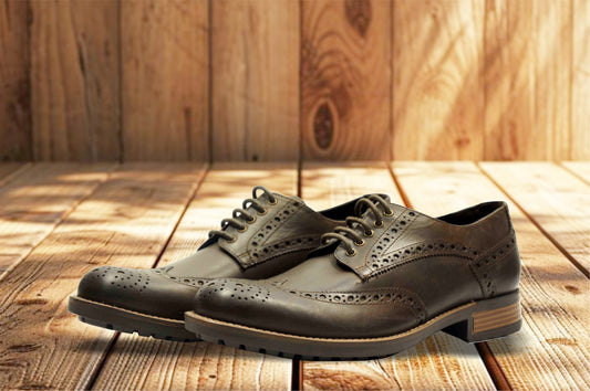 Brown Genuine Leather Lace-Up Shoes For Men