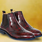 Cherry Brush-Off Leather Brogues Mid Top Blocked Heel Regular Boots