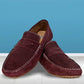 Burgandy Suede Men's Formal Slip-On Driving Shoes with Memory Foam