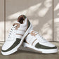 White & Olive leather Lace-up Sneakers for Men