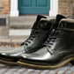 Black Genuine Leather Men's Lace-up Boots For Casual & Party Wear