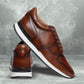 Dark Tan leather Lace-up Sneakers for Men
