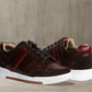 Brown & Red leather Lace-up Sneakers for Men
