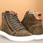 Olive Genuine Suede Leather Ankle Sneakers for Men