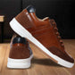 Tan & Navy leather Lace-up Sneakers for Men