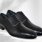 Black Genuine Leather Oxford Classic Formal Lace-Up Shoes For Men