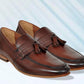 Brown Leather Formal Tassel Loafers