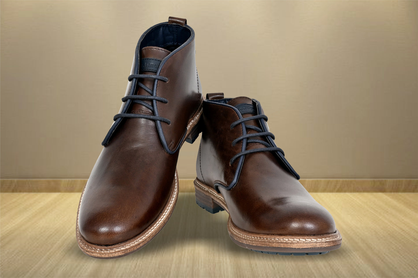 Brown Leather Men Mid Top Boots