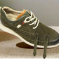 Olive Leather Men Round Toe Lightweight Nubuck Sneakers