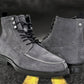 Grey Genuine Suede Leather Biker Boots For Men