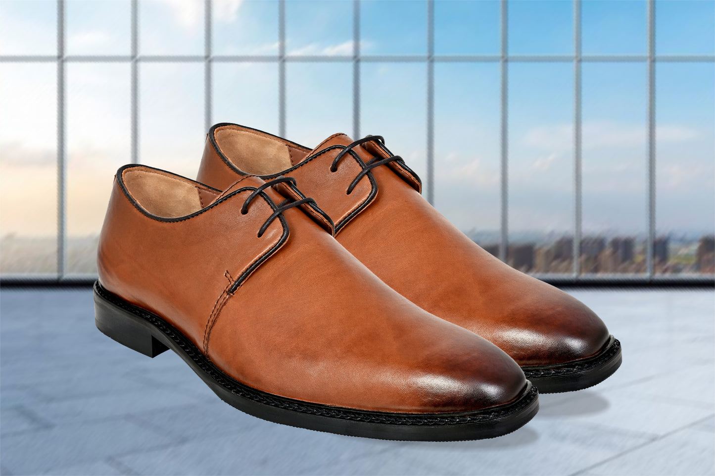 Tan Leather Formal For Men Lace-Up Casual Leather Shoes