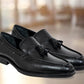 Black Leather Men Tassel Formal Loafers
