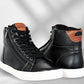 Black Genuine Leather Ankle Sneakers for Men