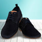 Navy Suede Men's Formal Lace-Up Shoes with Memory Foam Comfort