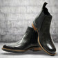 Black Genuine Leather Men's Chelsea Boots For Casual & Party Wear