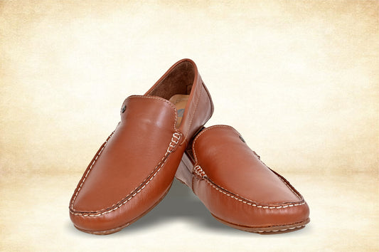 Tan Leather Men Lightweight Penny Driving Shoes