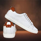 White Genuine Leather Formal Lace-Up Sneakers For Men
