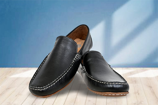 Black Leather Lightweight Penny Driving Shoes