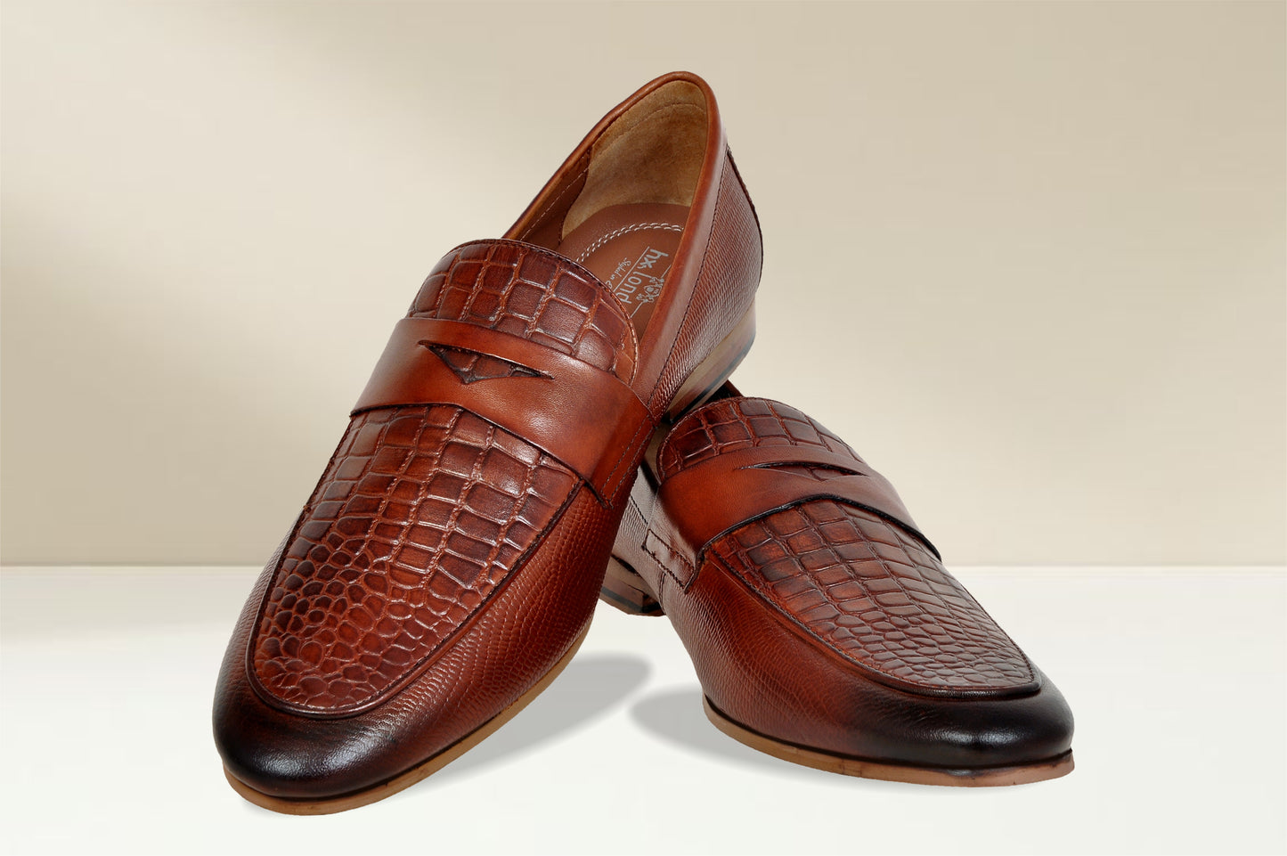 Tan Genuine Leather Textured formal Loafers