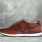 Dark Tan leather Lace-up Sneakers for Men