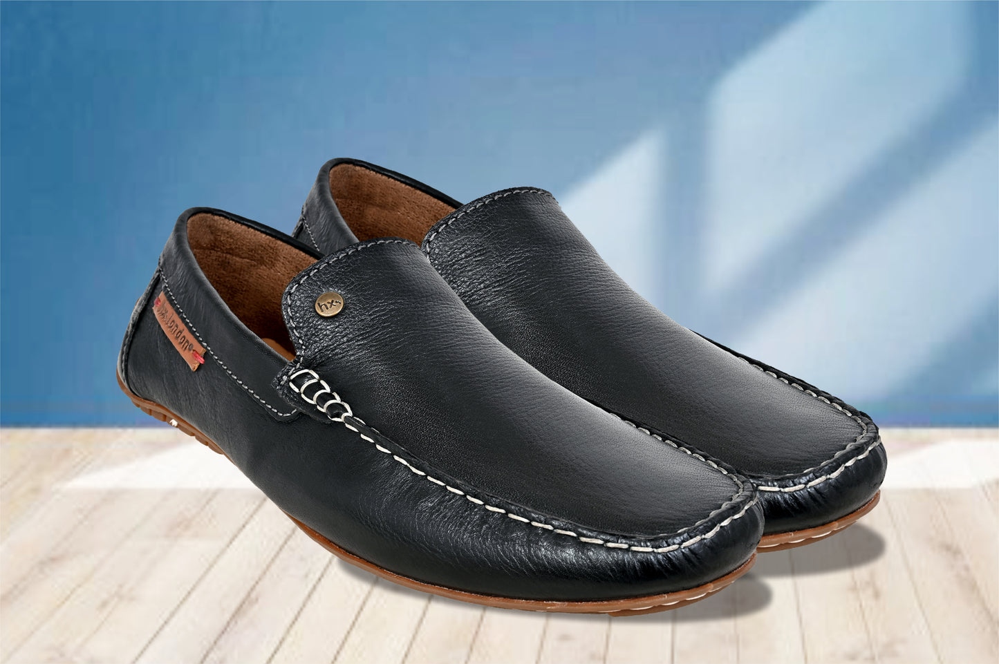 Black Leather Lightweight Penny Driving Shoes