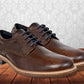 Brown Leather Men Textured Formal Derby Shoes