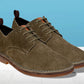 Olive Suede Men's Formal Lace-Up Shoes with Memory Foam Comfort