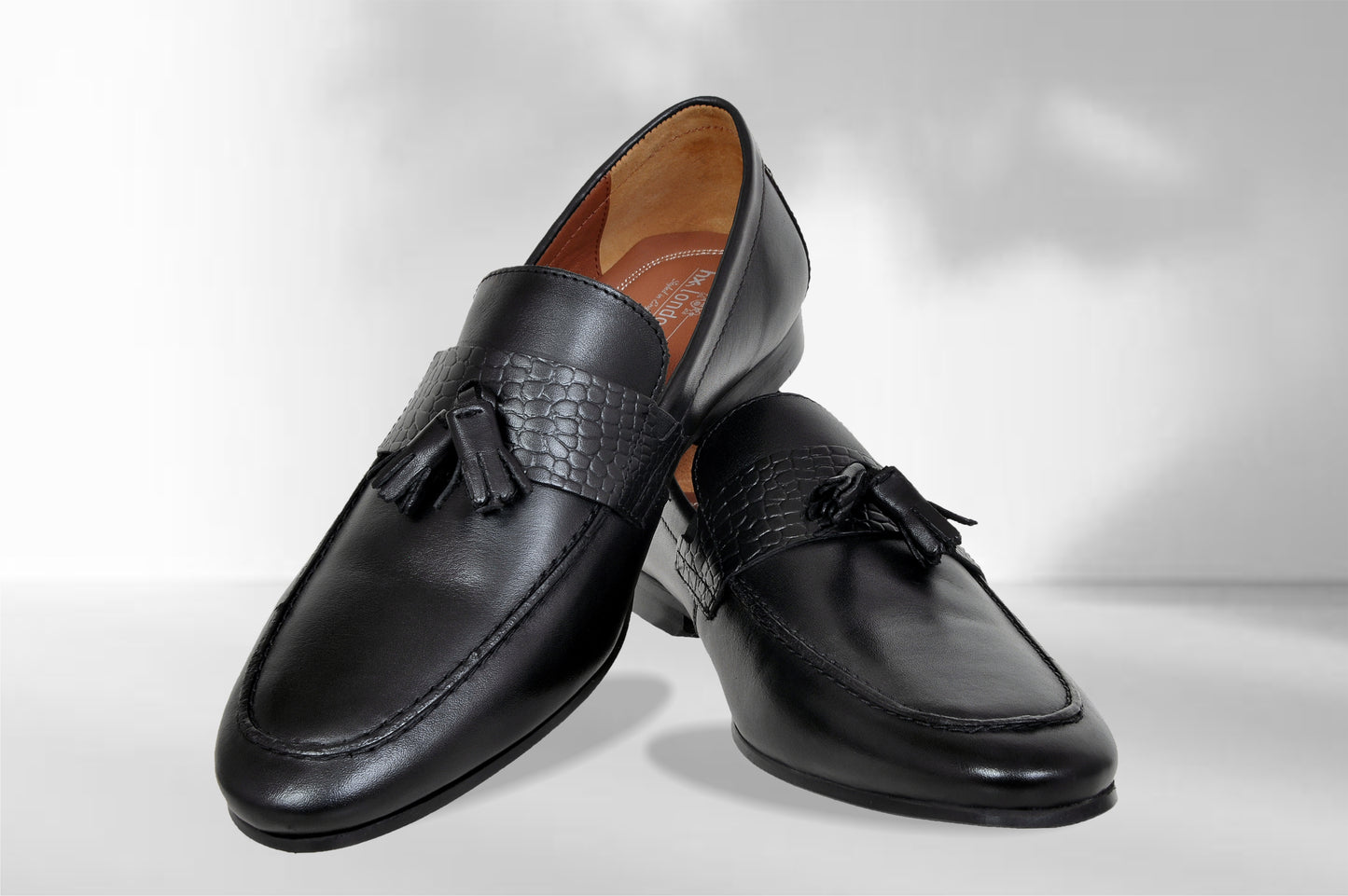 Black Leather Formal Tassel Loafers