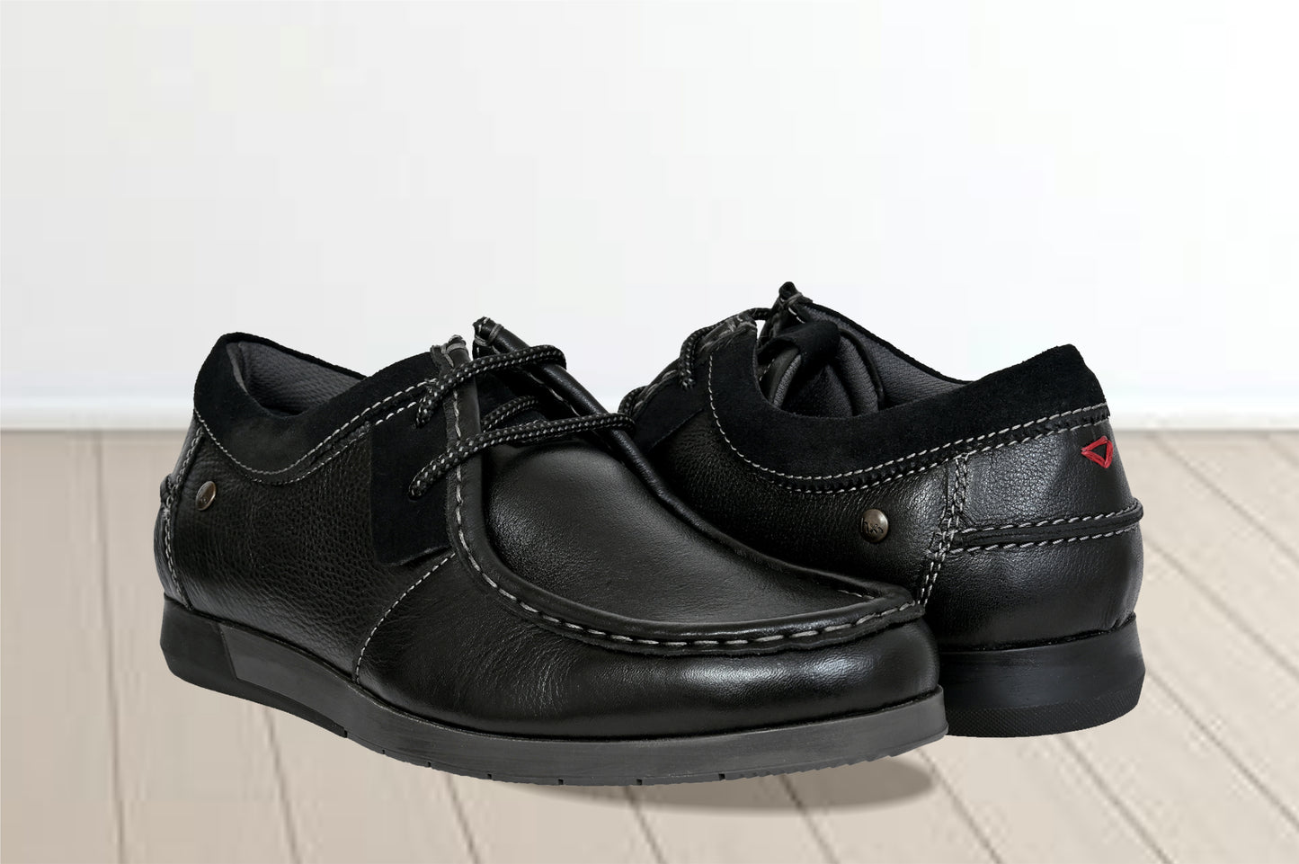 Black Leather Formal Lace-Up Shoes For Men