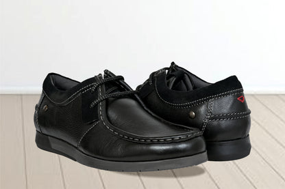 Black Leather Formal Lace-Up Shoes For Men