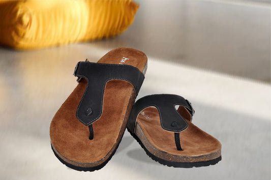 Black Leather Sandal Casual Leather Flats For Men
