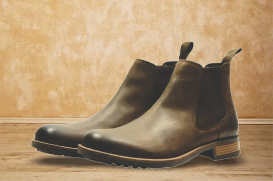 Brown Genuine Leather Men's Chelsea Boots For Casual & Party Wear