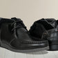 Black Leather Formal Lace-Up Chuckka Boots For Men