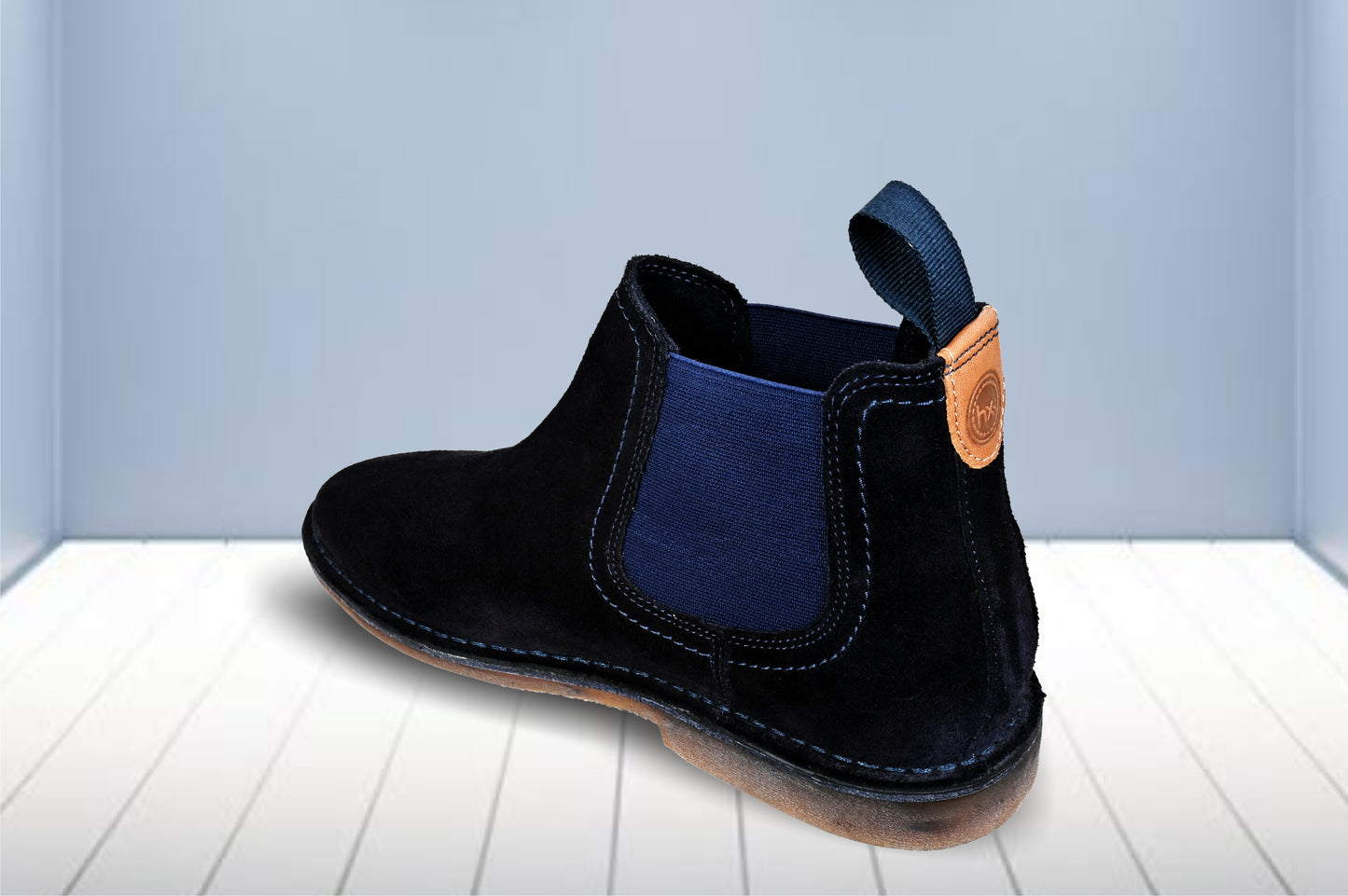 Navy Suede Chelsea Boots For Men