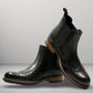 Black Genuine Leather Men's brogue Chelsea Boots For Casual