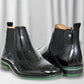 Black Brush-Off Leather Brogues Mid Top Blocked Heel Regular