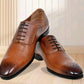 Tan Genuine Leather Oxford Classic Formal Lace-Up Shoes For Men
