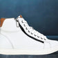 White Genuine Leather Ankle Sneakers for Men
