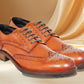 Tan Genuine Leather Lace-Up Shoes For Men