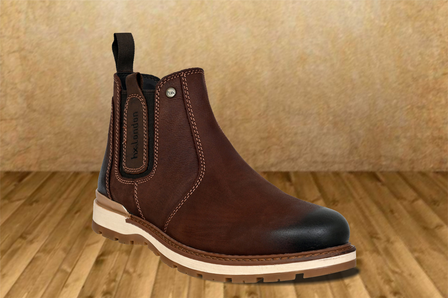 Brown Leather Round Toe Mid Top Chelsea Boots